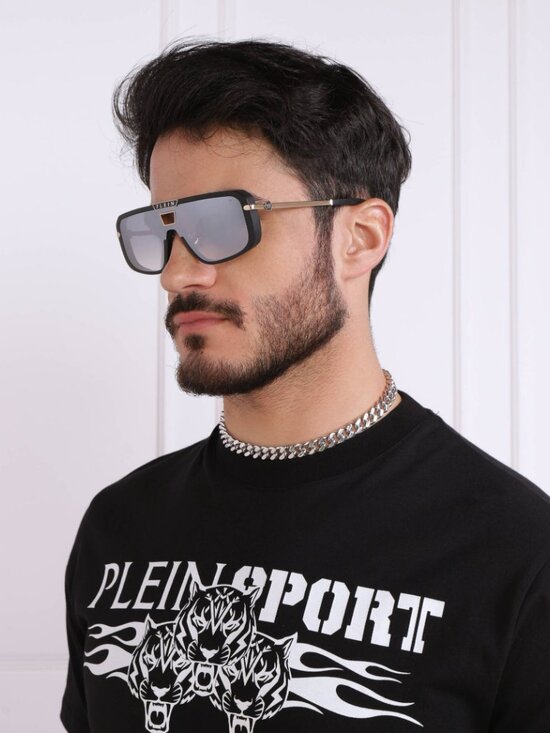 Philipp Plein Women’s Sunglasses Black Smoke Rainbow Mirror Pilot SPP008M 703V main image 9